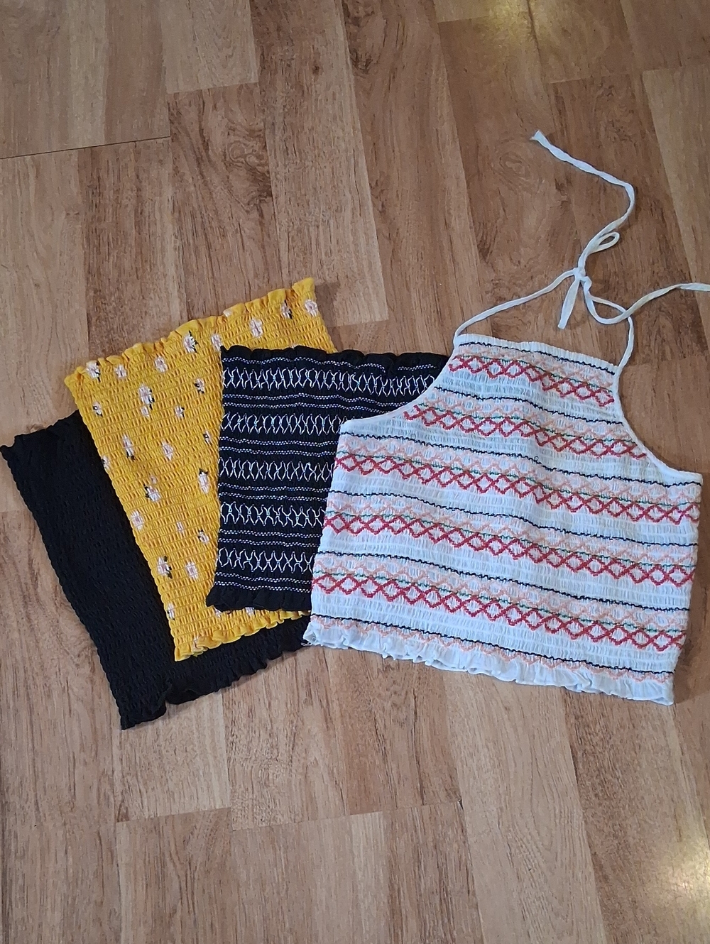American Eagle Outfitters White Halter & Blk/white,black and Yellow Tube Top Set